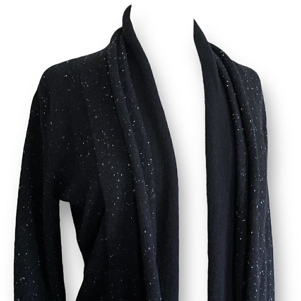 C by Bloomingdales Womens 100% Cashmere Cardigan Sz S Black Open Front Sweater - Picture 6 of 8
